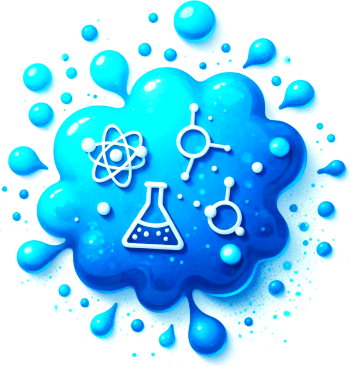 blue paint clob with chemistry symbols