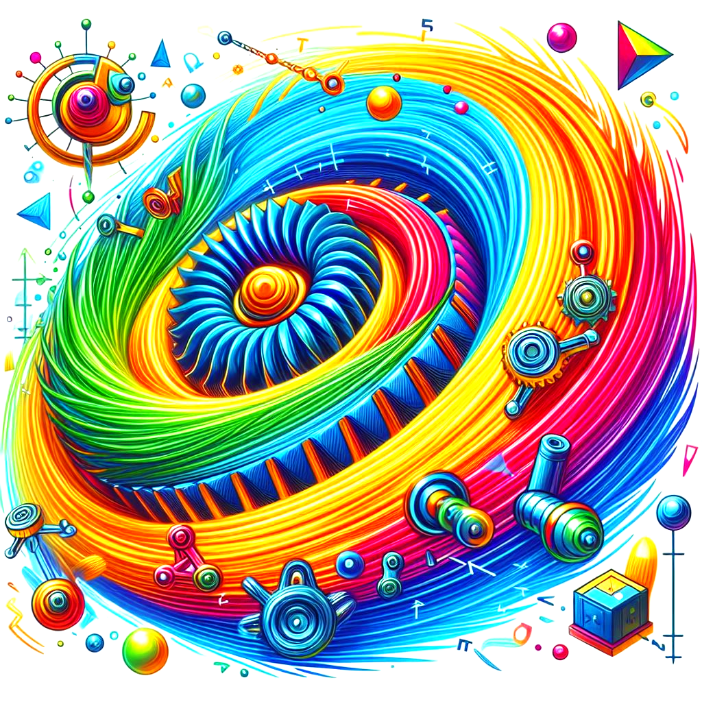 colorful depiction of torque and angular momentum