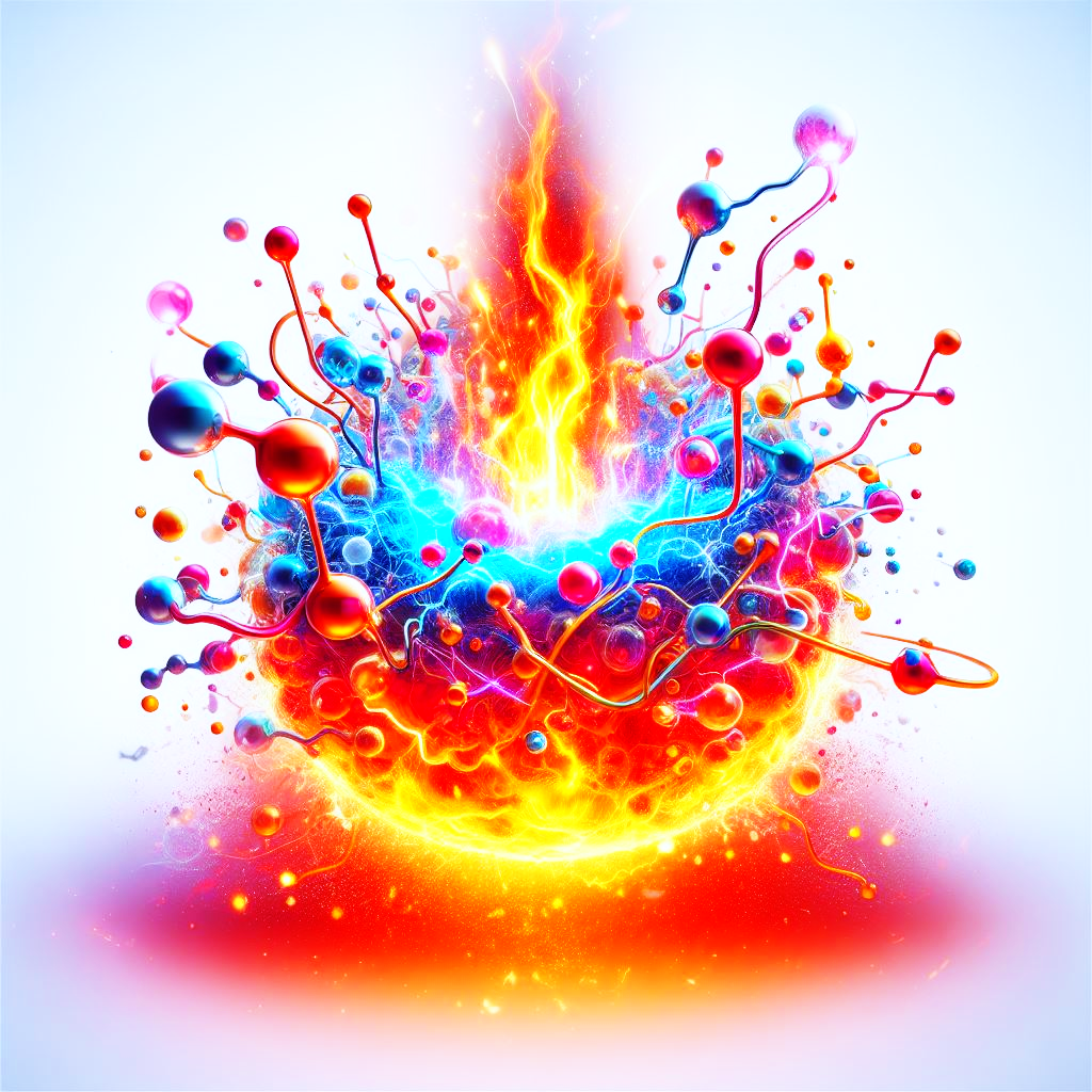 brightly vibrantly colored explosive 
                reduction oxidation reaction